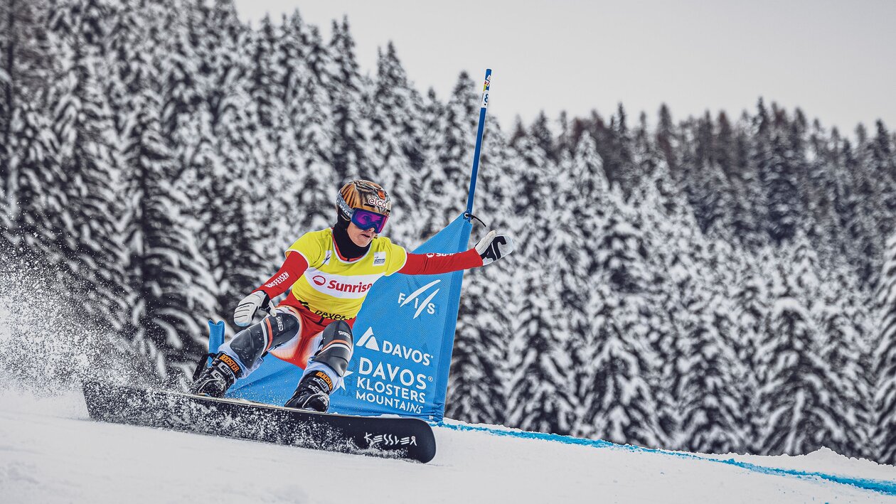 Snowboarderin am Jakobshorn beim World Cup am Bolgen, Davos. | © Davos Klosters Mountains 