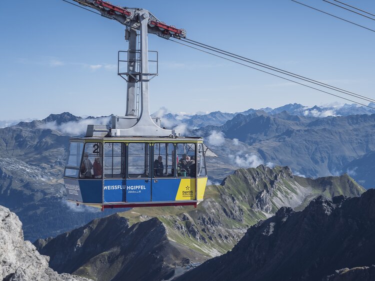 Die Weissfluh Gipfelbahn mit Blick in richtung Prättigau. | © Davos Klosters Mountains