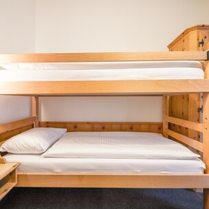 Hotelzimmer mit Stockbetten und Schrank | © Davos Klosters Mountains